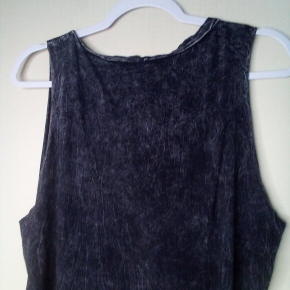 Forever 21 Shirt Juniors L Sleeveless Long Fringe Hem Black Gray - Picture 10 of 12